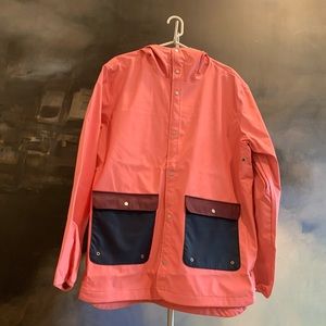 Herschel Supply Company hooded rain parka in pink.